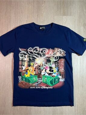 Hong Kong Disneyland Exclusive Navy Blue Graphic Mickey and Friends Tee Shirt